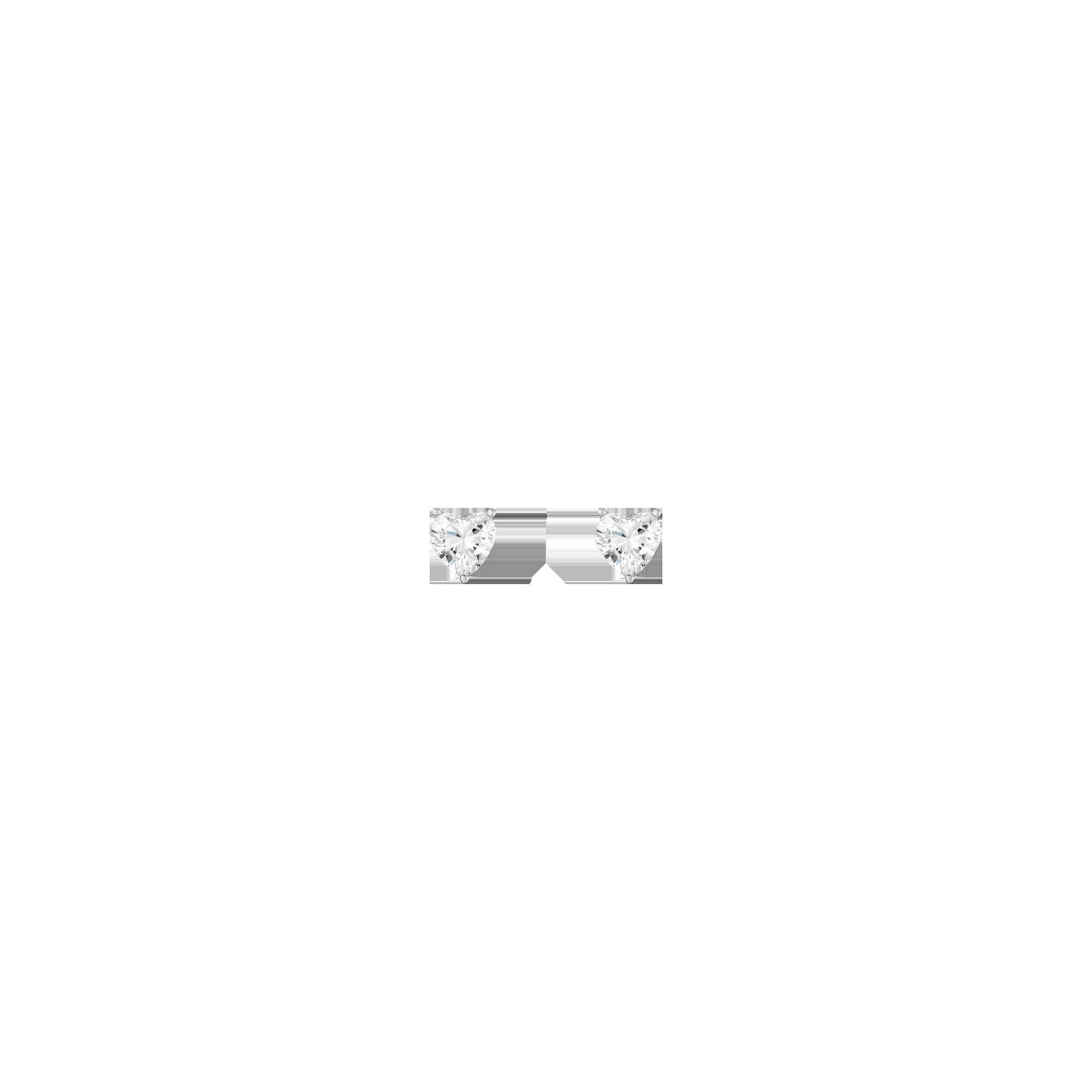 Lab Grown White Sapphire Heart Stud Earrings