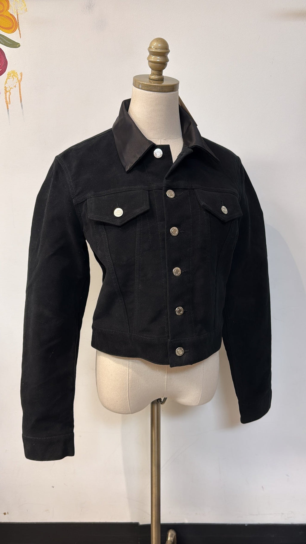 New Helmut Lang Black Denim Trucker Jacket, M (retail $645)