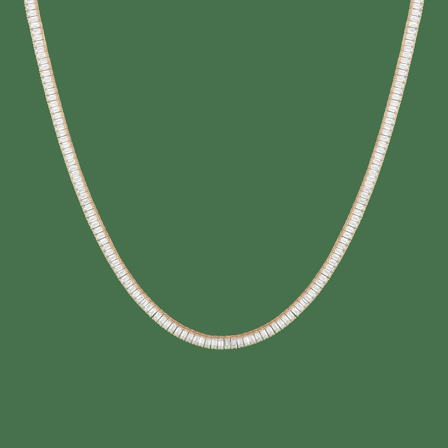 Lab Grown White Sapphire Baguette Tennis Necklace