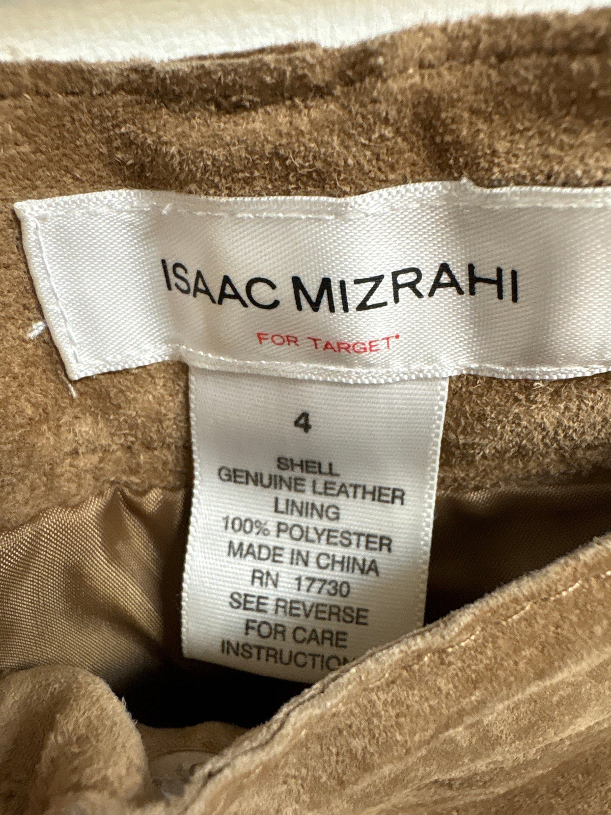 Isaac Mizrahi 32" Inseam Genuine Suede Brown Jeans, 4