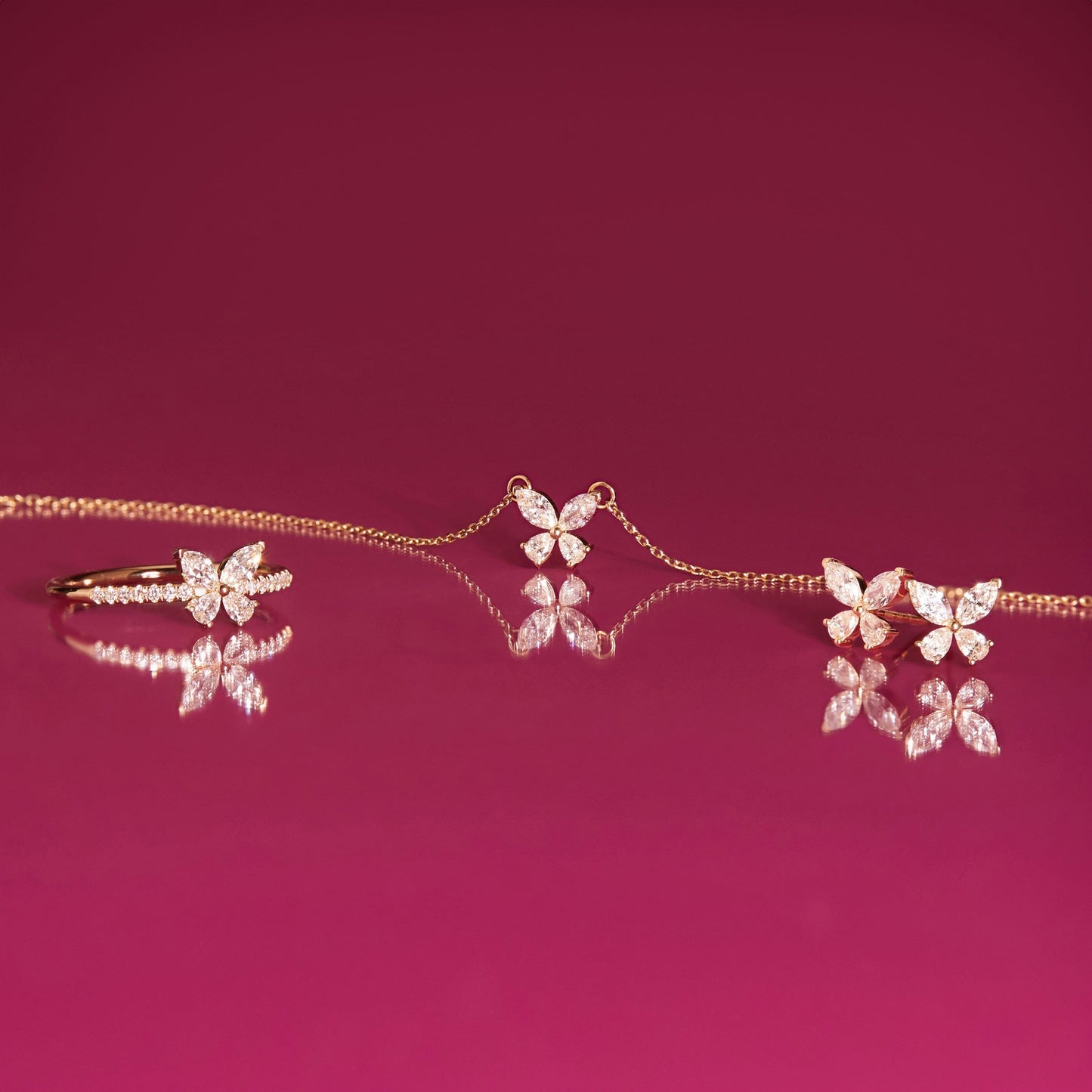 Lab Grown White Sapphire Butterfly Earrings