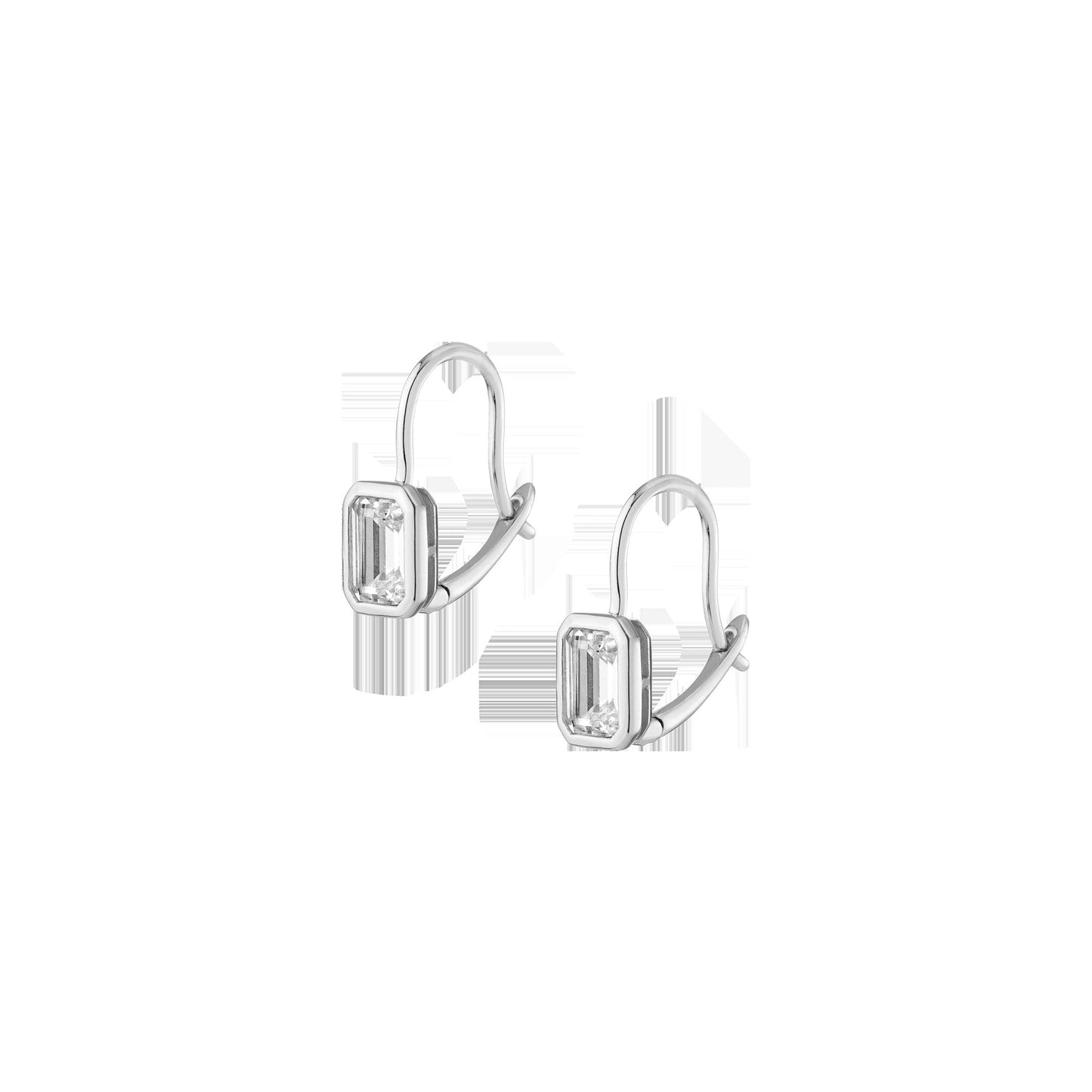 Emerald Lab Grown White Sapphire Bezel Drop Earrings