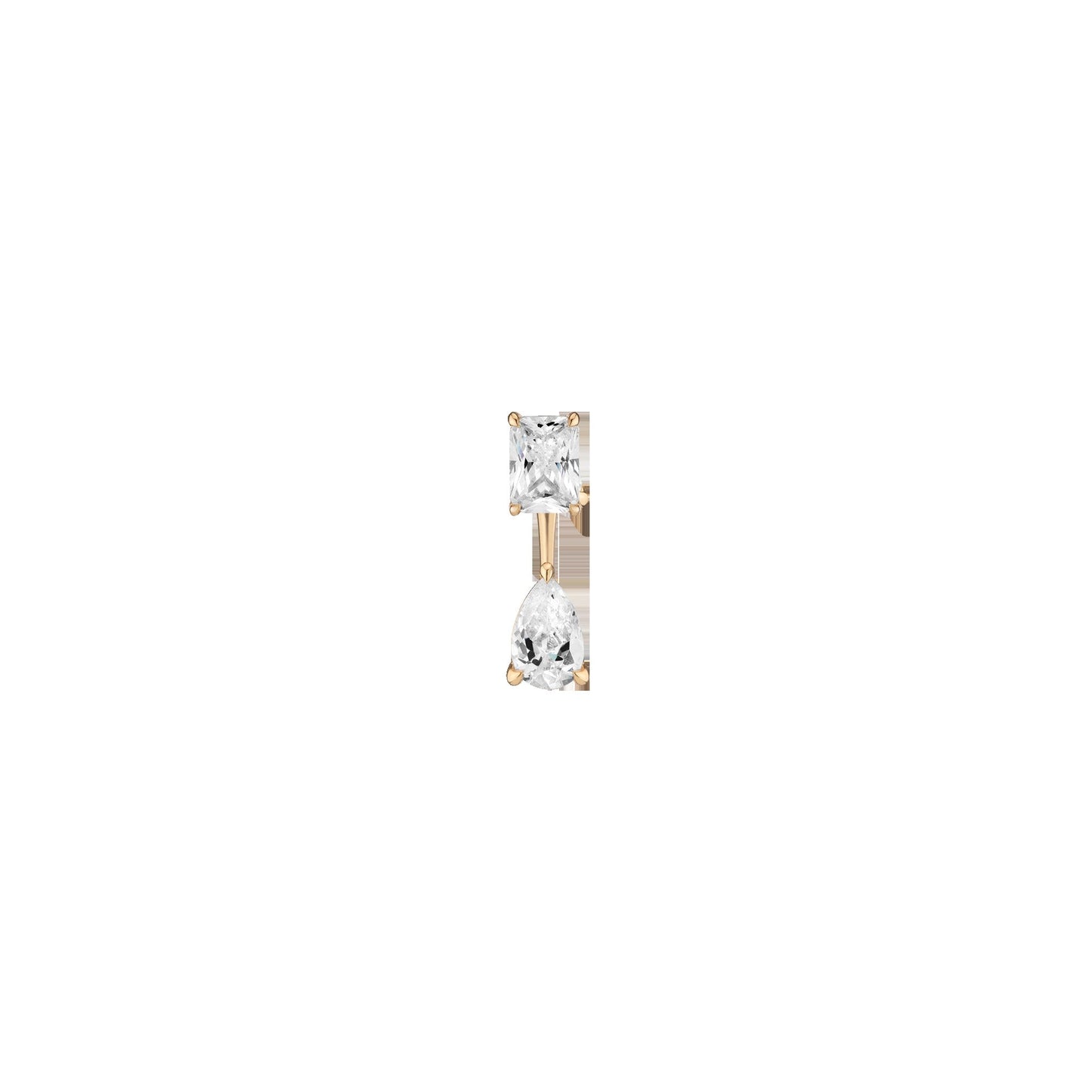 Lab Grown Diamond Ear Jacket - 1ct Pear Bottom Stone