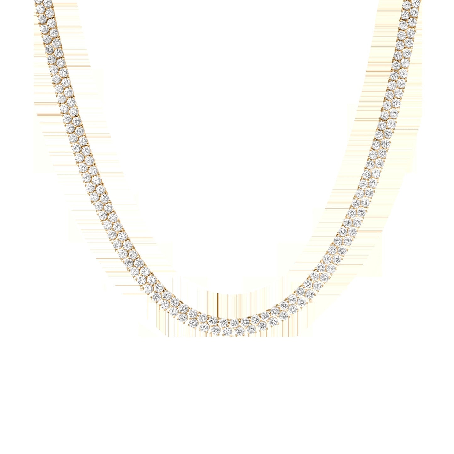 Lab Grown White Sapphire Double Row Tennis Necklace