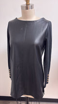 Chico's Black Faux Leather Front Top, S