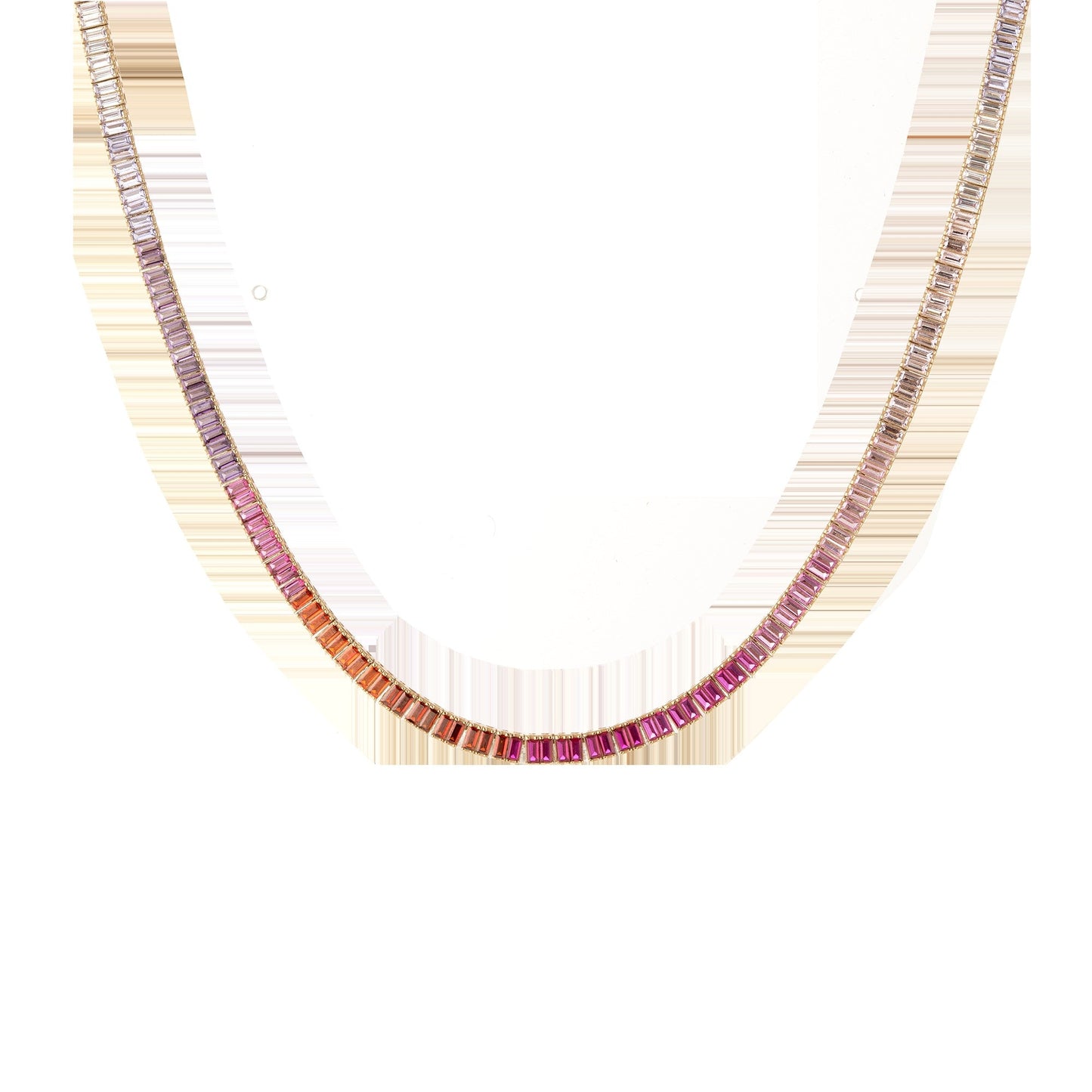 Pink Ombré Baguette Tennis Necklace