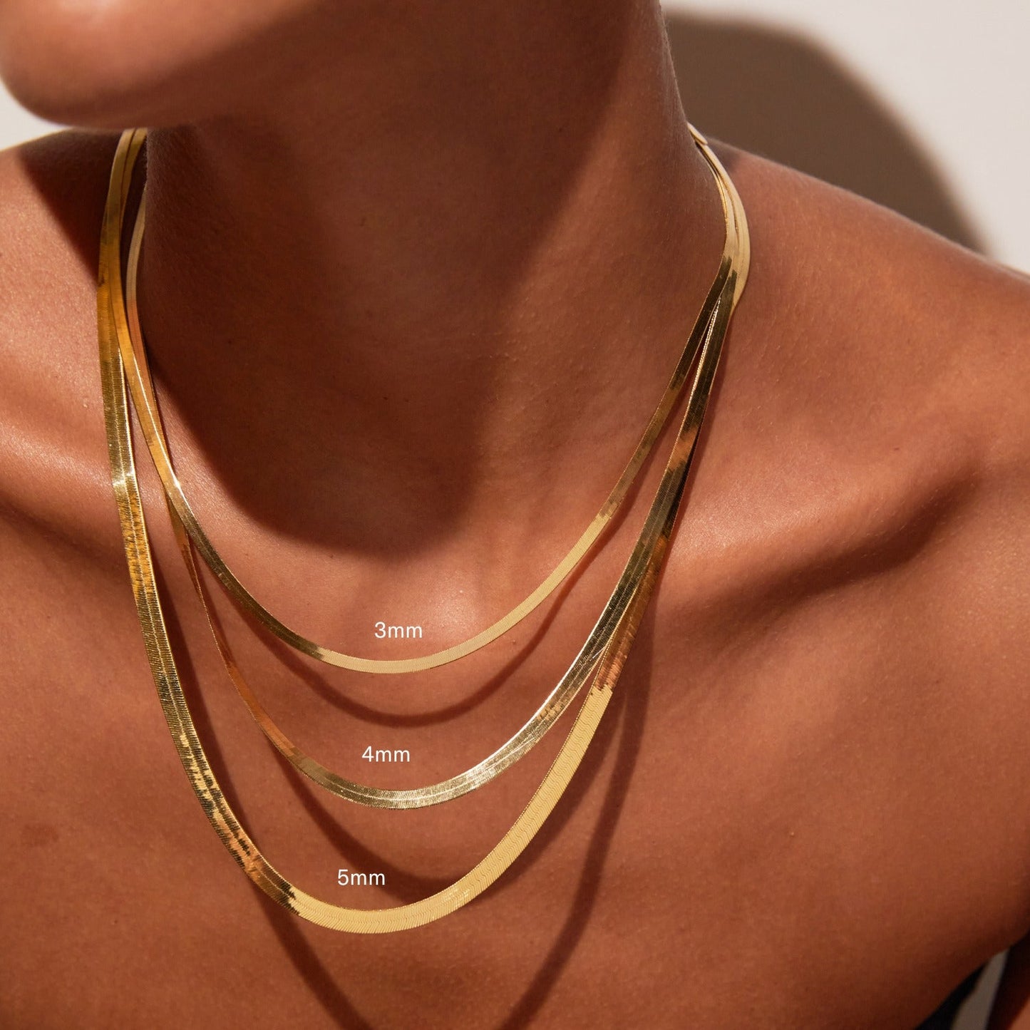 Gold Herringbone Chain Necklace