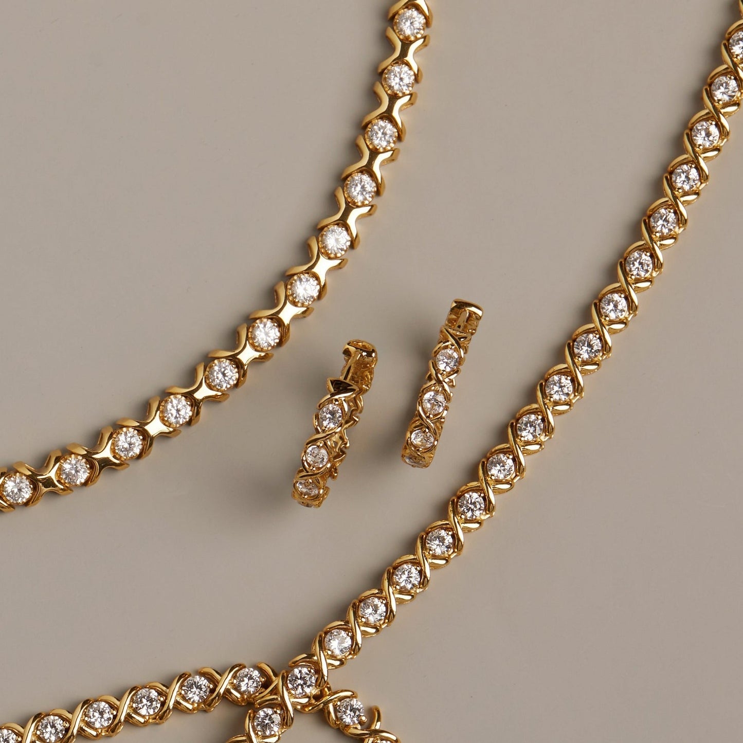 Lab Grown White Sapphire X Estate Hoop Earrings