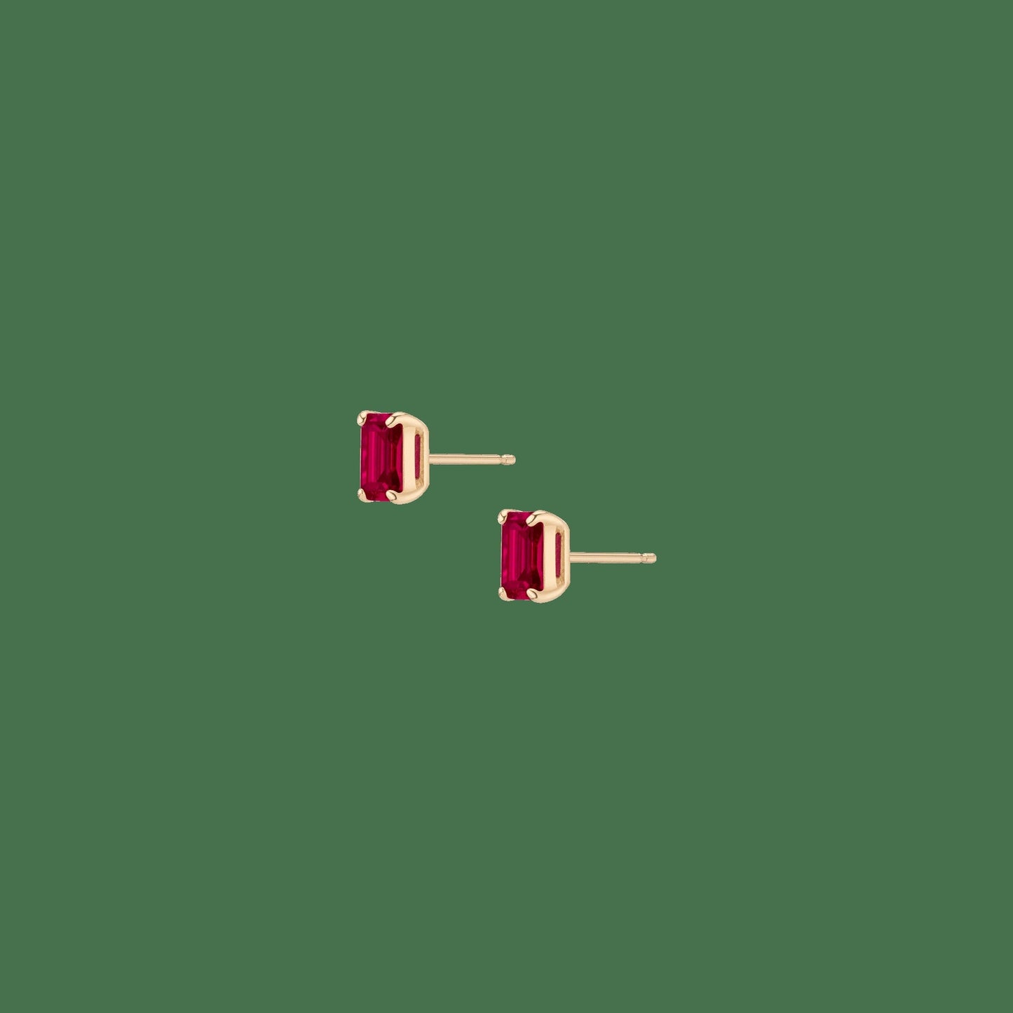 Emerald Gemstone Solitaire Stud Earrings