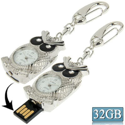 Noctua Metal Watch Keychain Style USB Flash Disk Silver(32GB)
