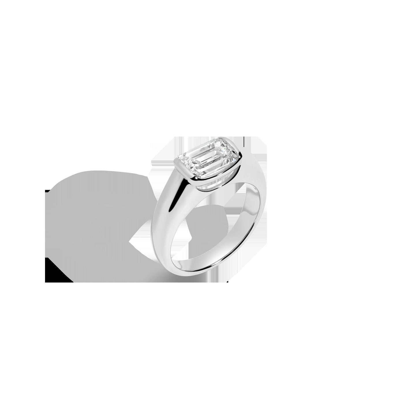 2ct Emerald Lab Grown Diamond Floating Signet Ring