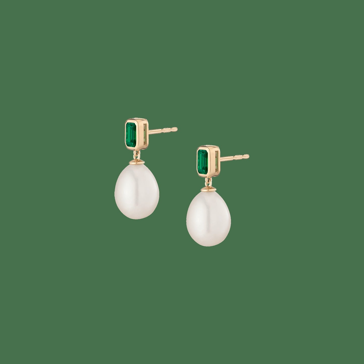 Lab Grown Emerald Heirloom Pearl Drop Earrings