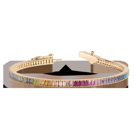 Ombré Rainbow Baguette Tennis Bracelet