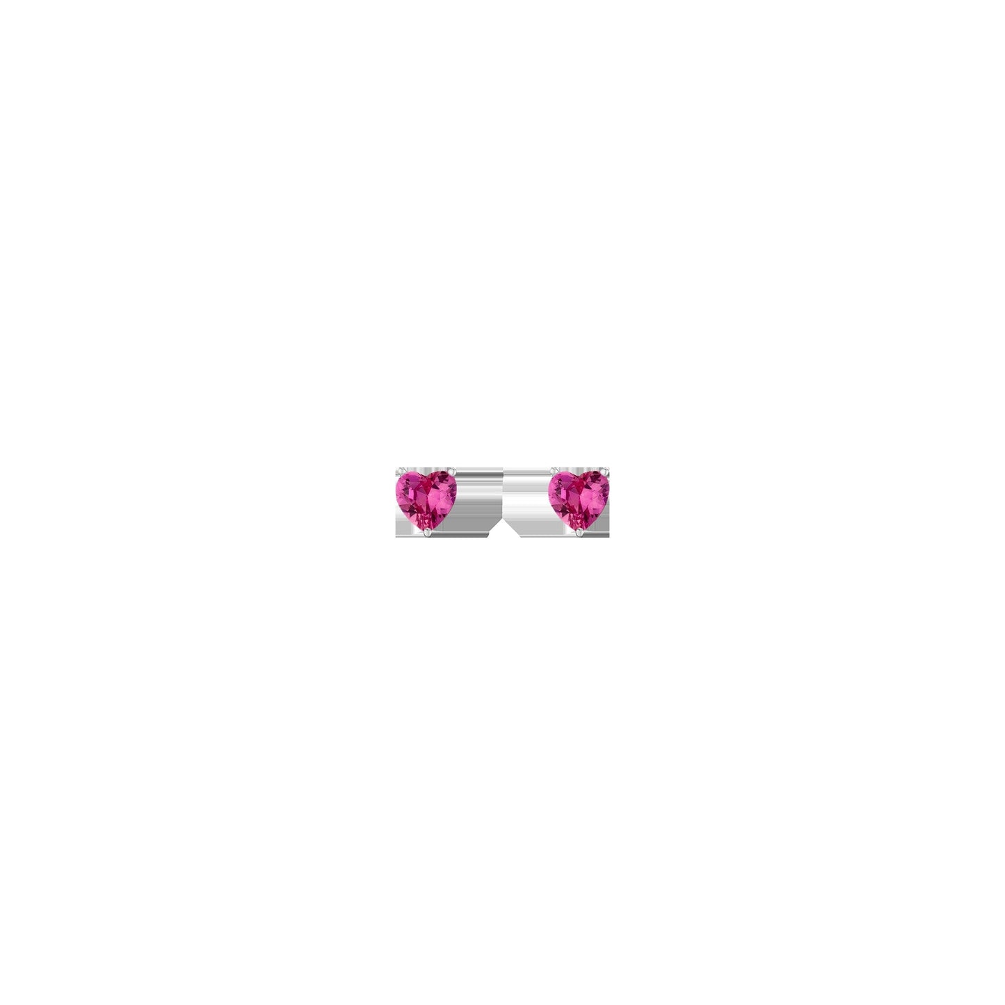 Lab Grown Pink Sapphire Heart Stud Earrings