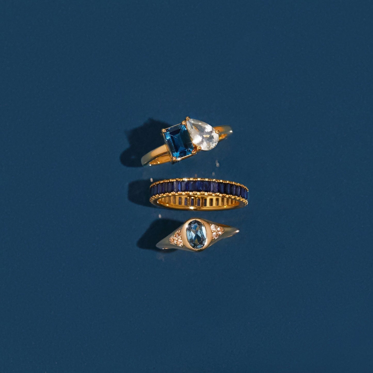 Lab Grown Blue Sapphire Baguette Eternity Ring