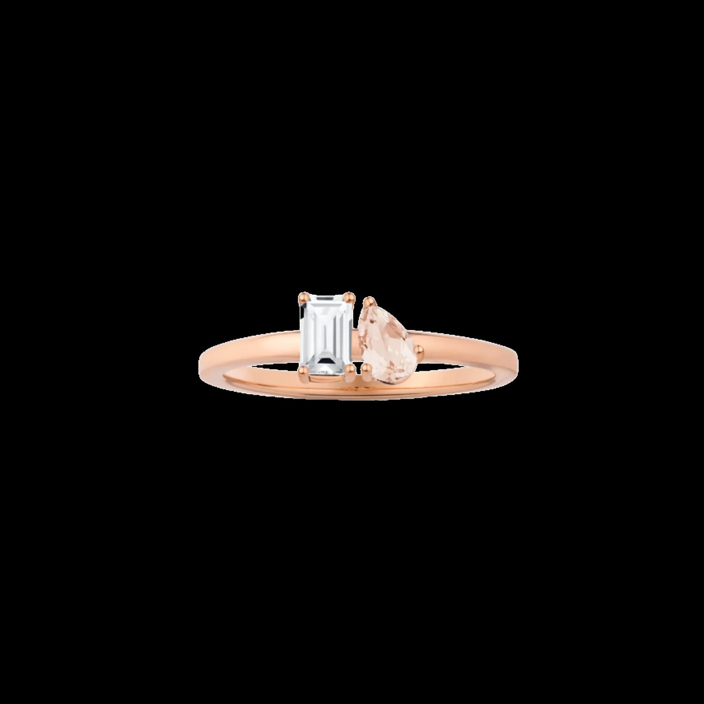 Toi et Moi Gemstone Mini Classic Ring - White Topaz & Morganite