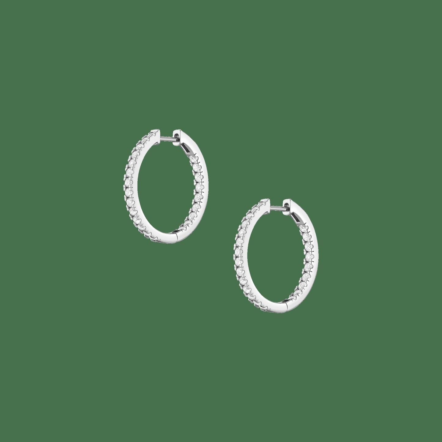 35mm Lab Grown White Sapphire Hoop Earrings