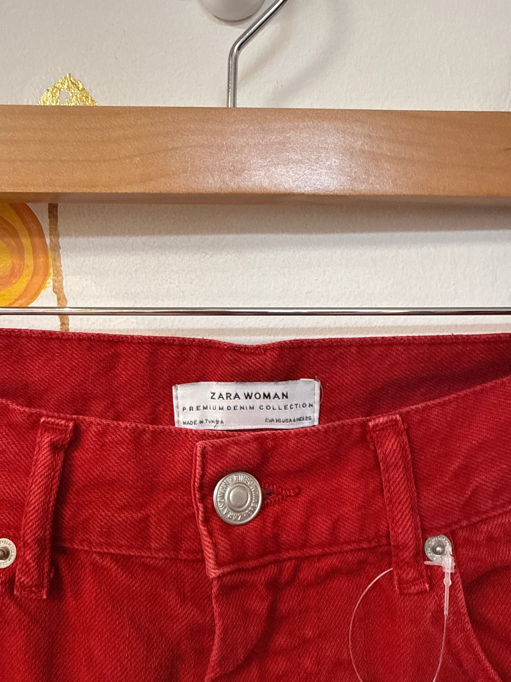 Zara Red 26" Inseam Jeans, 4