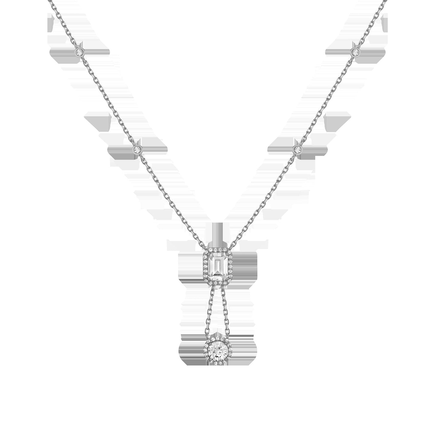 Lab Grown White Sapphire Edwardian Lariat Necklace