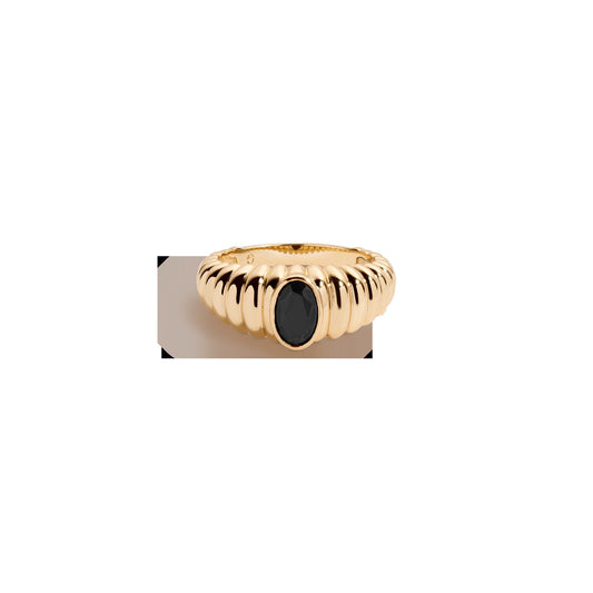 Lab Grown Black Sapphire Art Deco Ring