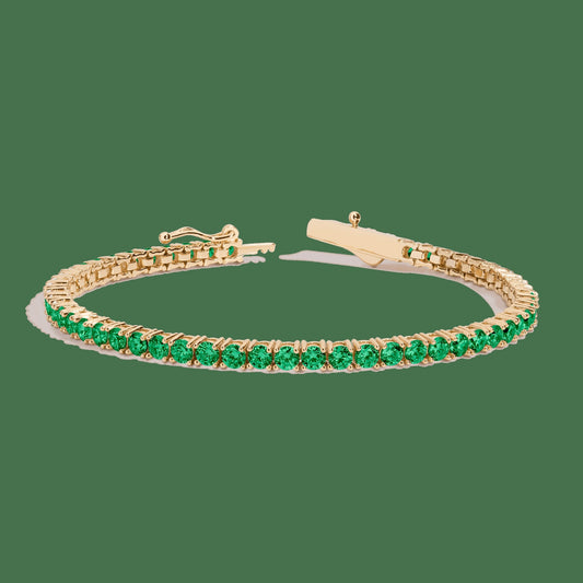 Lab Grown Green Emerald Tennis Bracelet - 6ct