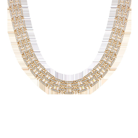 Lab Grown White Sapphire Panther Chain Link Necklace