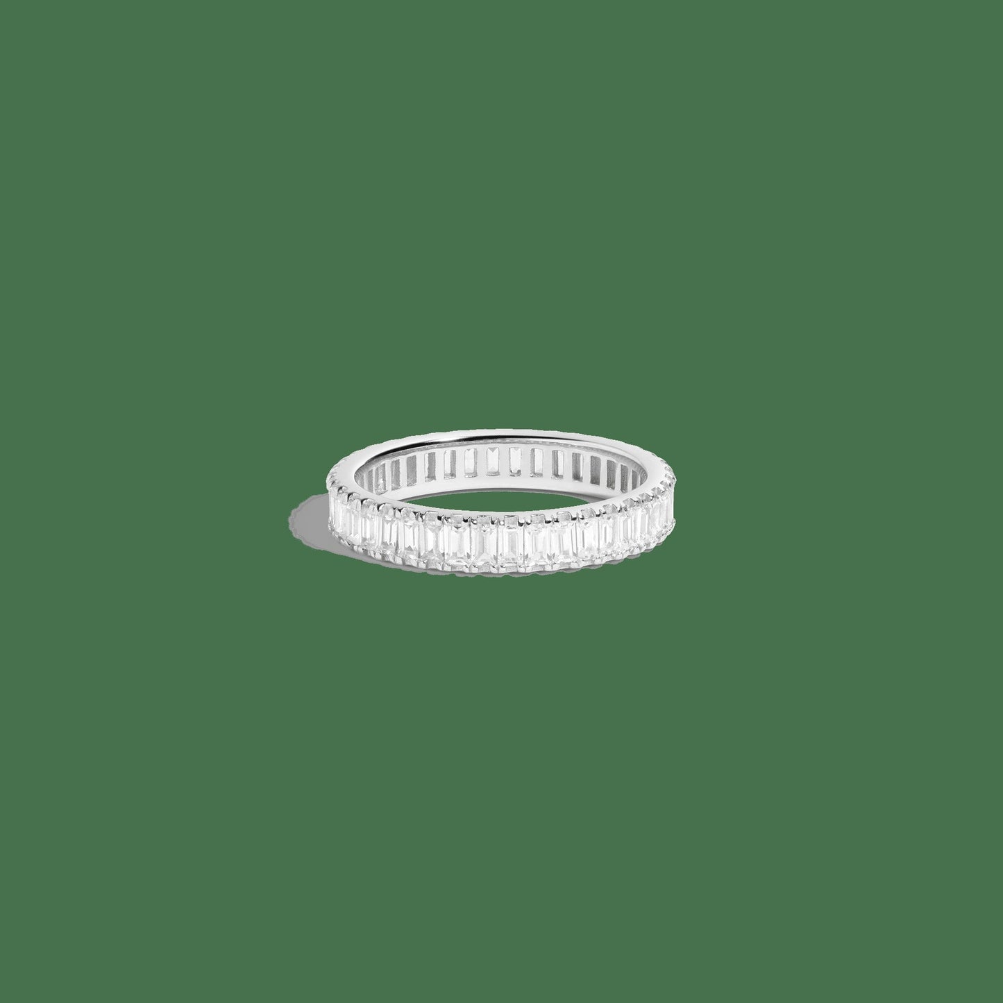 Lab Grown White Sapphire Baguette Eternity Ring