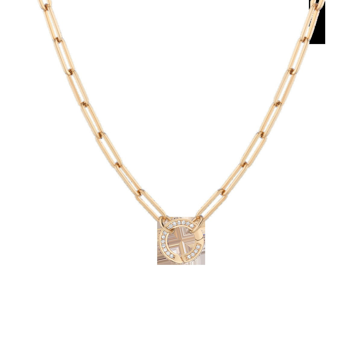 Paperclip Chain Charm Necklace - White Sapphire Bail