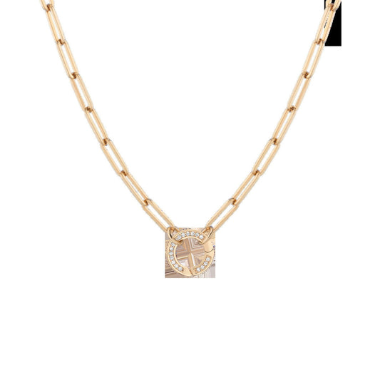 Paperclip Chain Charm Necklace - White Sapphire Bail