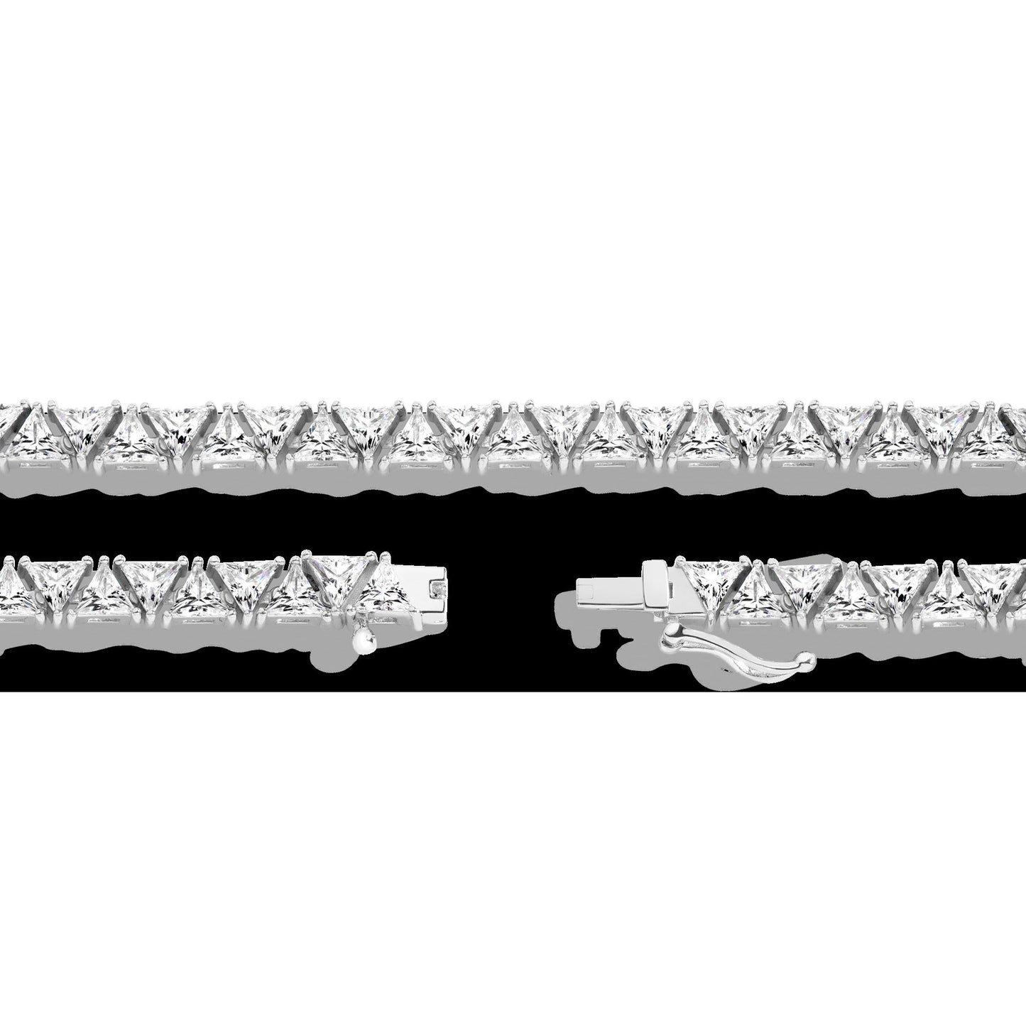 Lab Grown White Sapphire Trillion Tennis Necklace