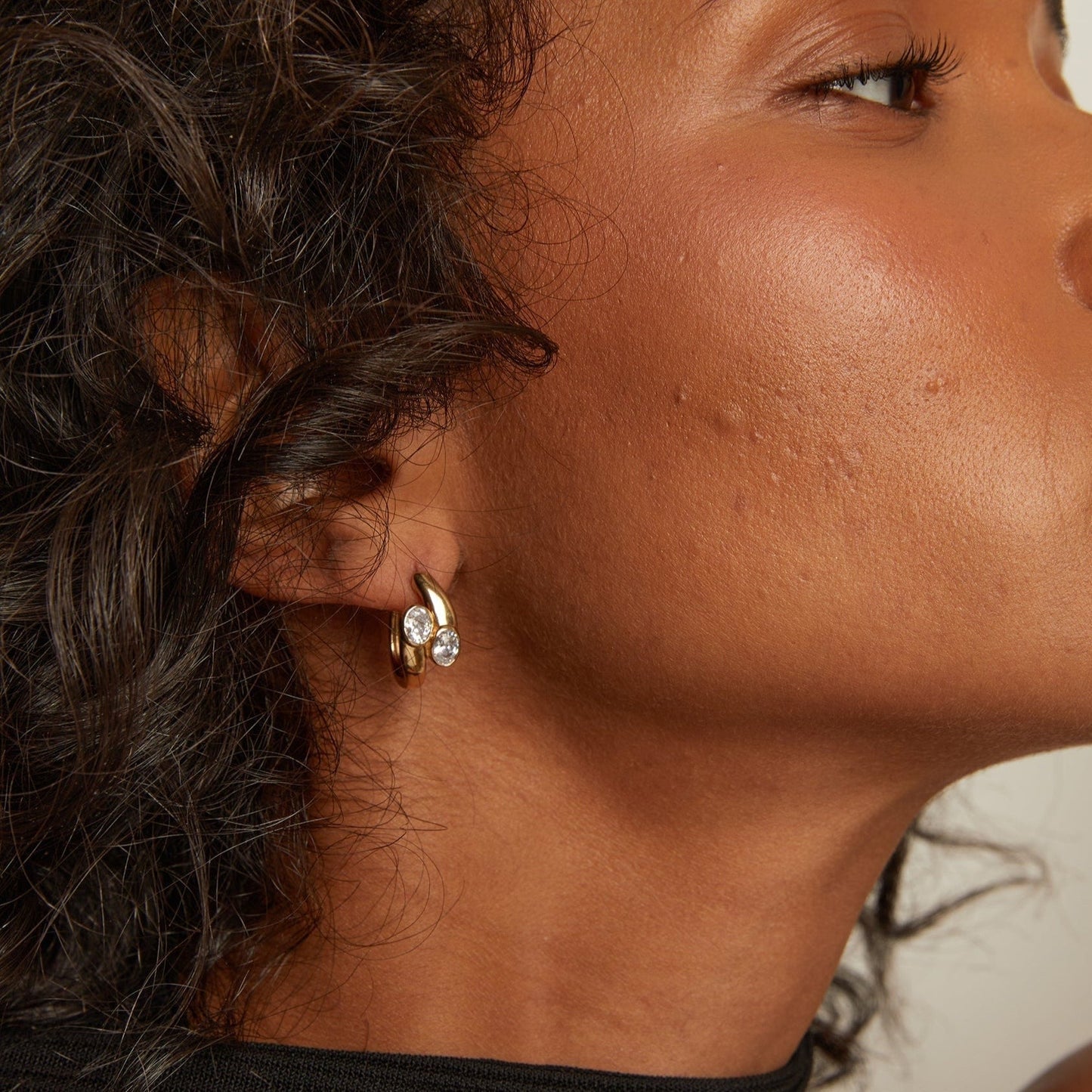 Lab Grown White Sapphire Ellipse Earrings