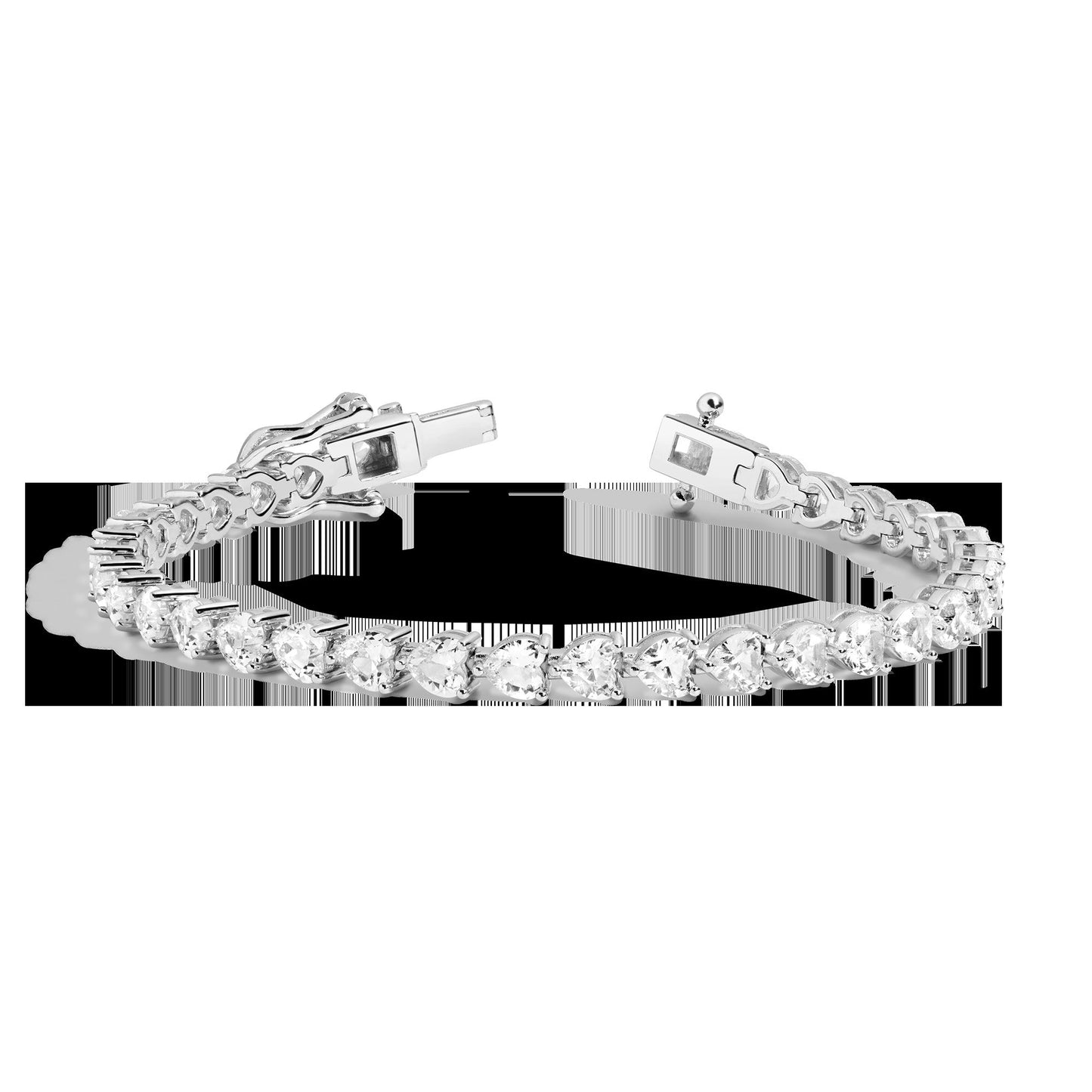 Lab Grown White Sapphire Heart Tennis Bracelet