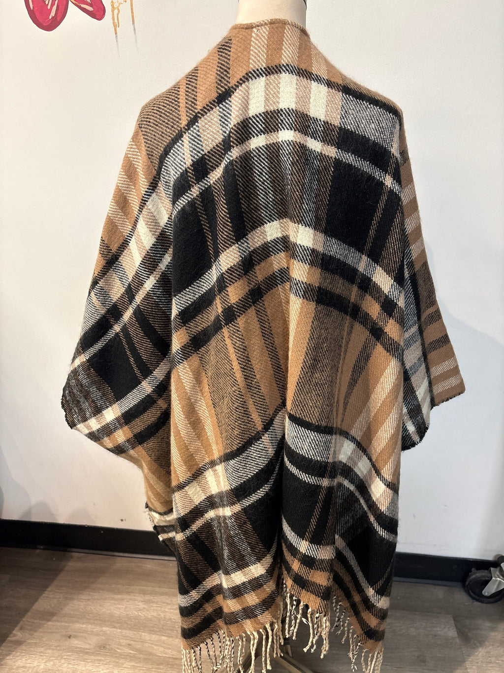 Wrap Sweater Plaid , One Size