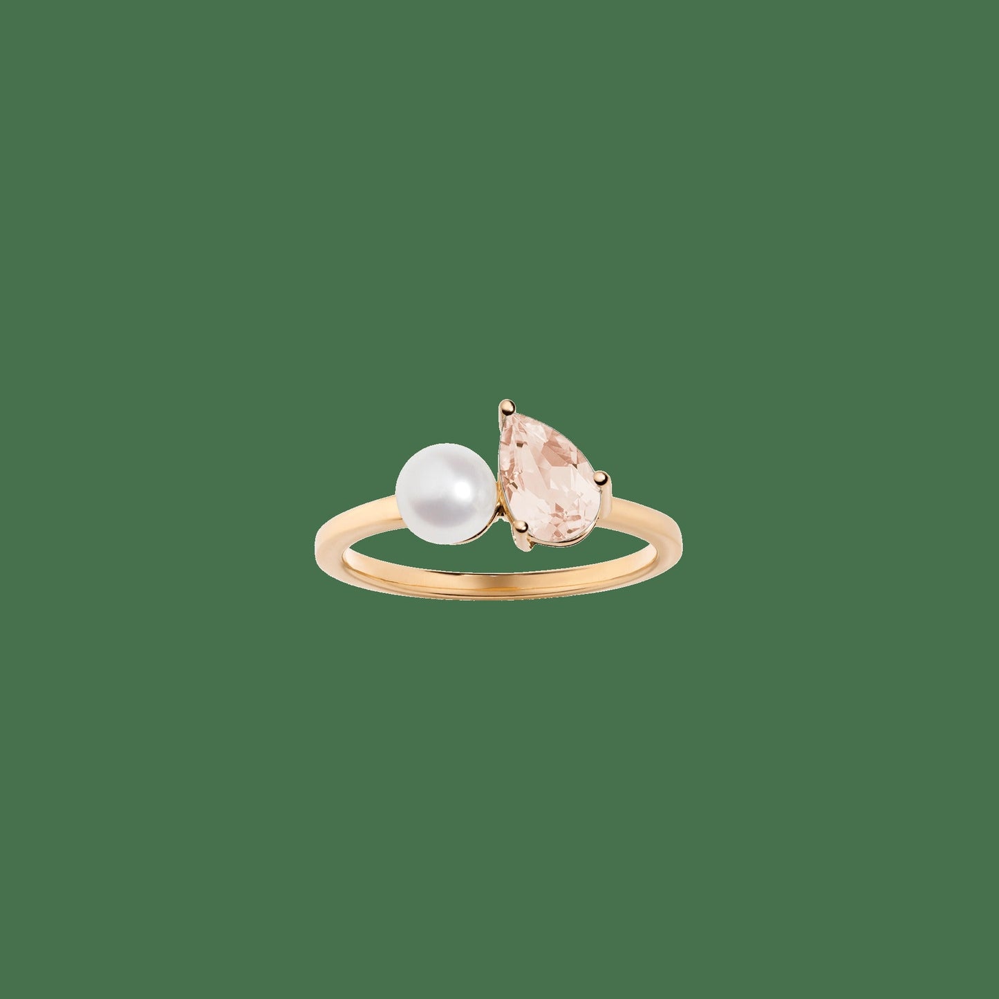 Pearl Toi et Moi Ring - Pink Morganite