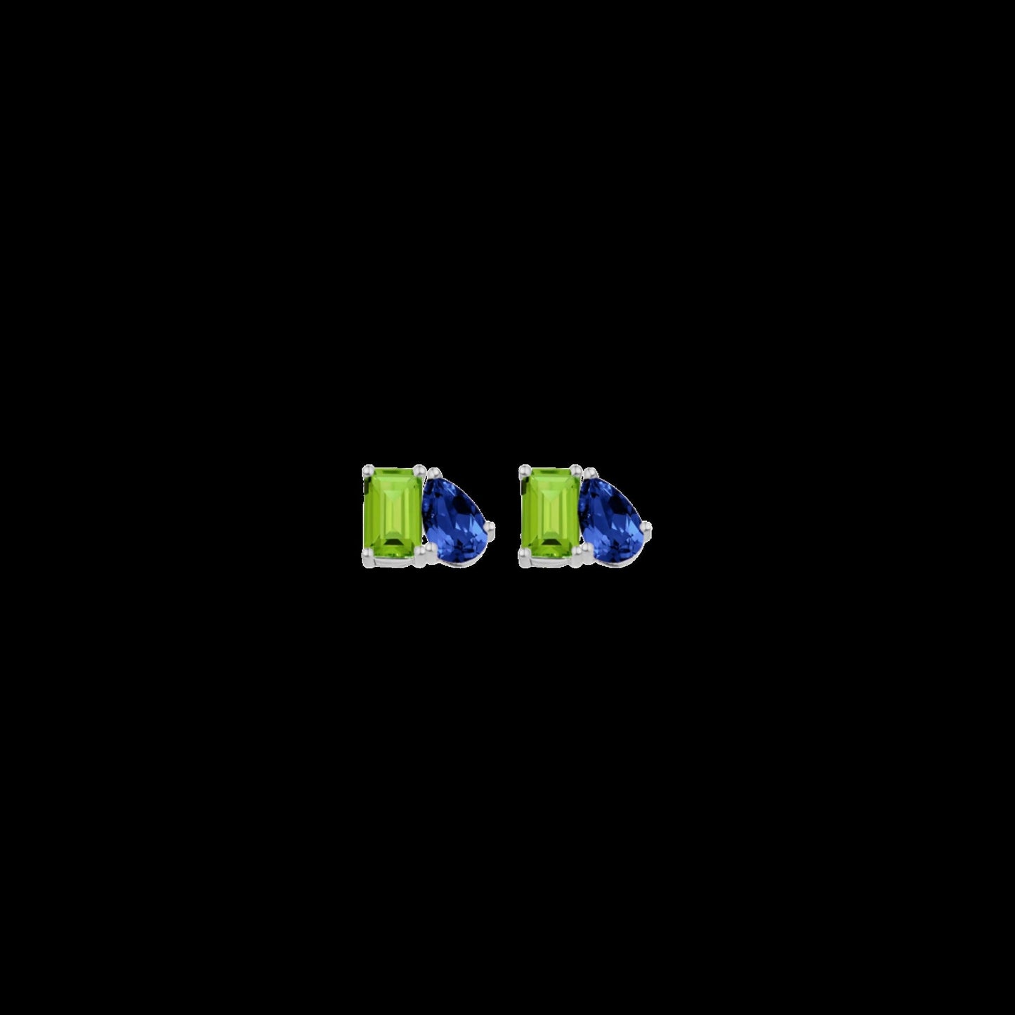 Toi et Moi Gemstone Mini Classic Earring - Peridot & Blue Sapphire