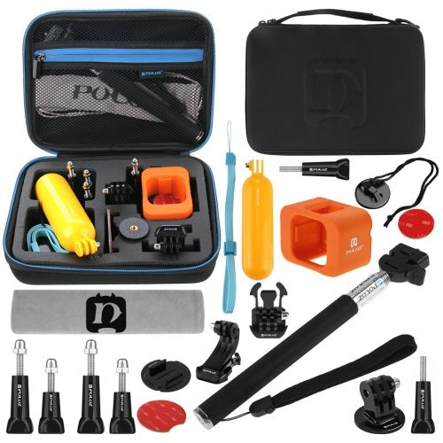 PULUZ 18 in 1 Accessories Combo Kit with EVA Case Extendable Monopod Bobber Hand Grip Quick Release Buckle J-Hook Buckle Mount Floating Cover Surf Board Mount Screws Safety Tethers Strap Storage Bag for GoPro HERO5 Session 4 Session
