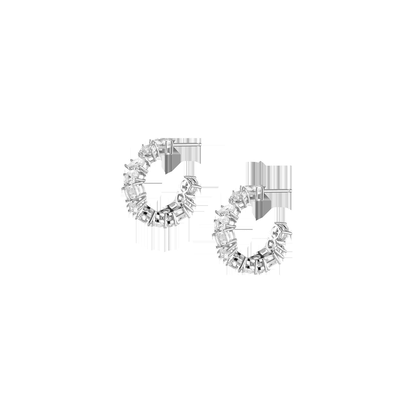 Lab Grown White Sapphire Mixed Shape Hoop Earrings