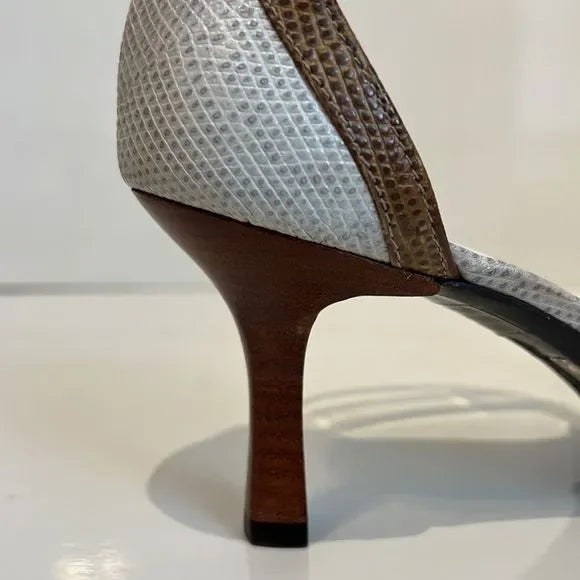 Nicole “Fawne” Tri- Colour Wooden Heel Leather Sandals Size 7