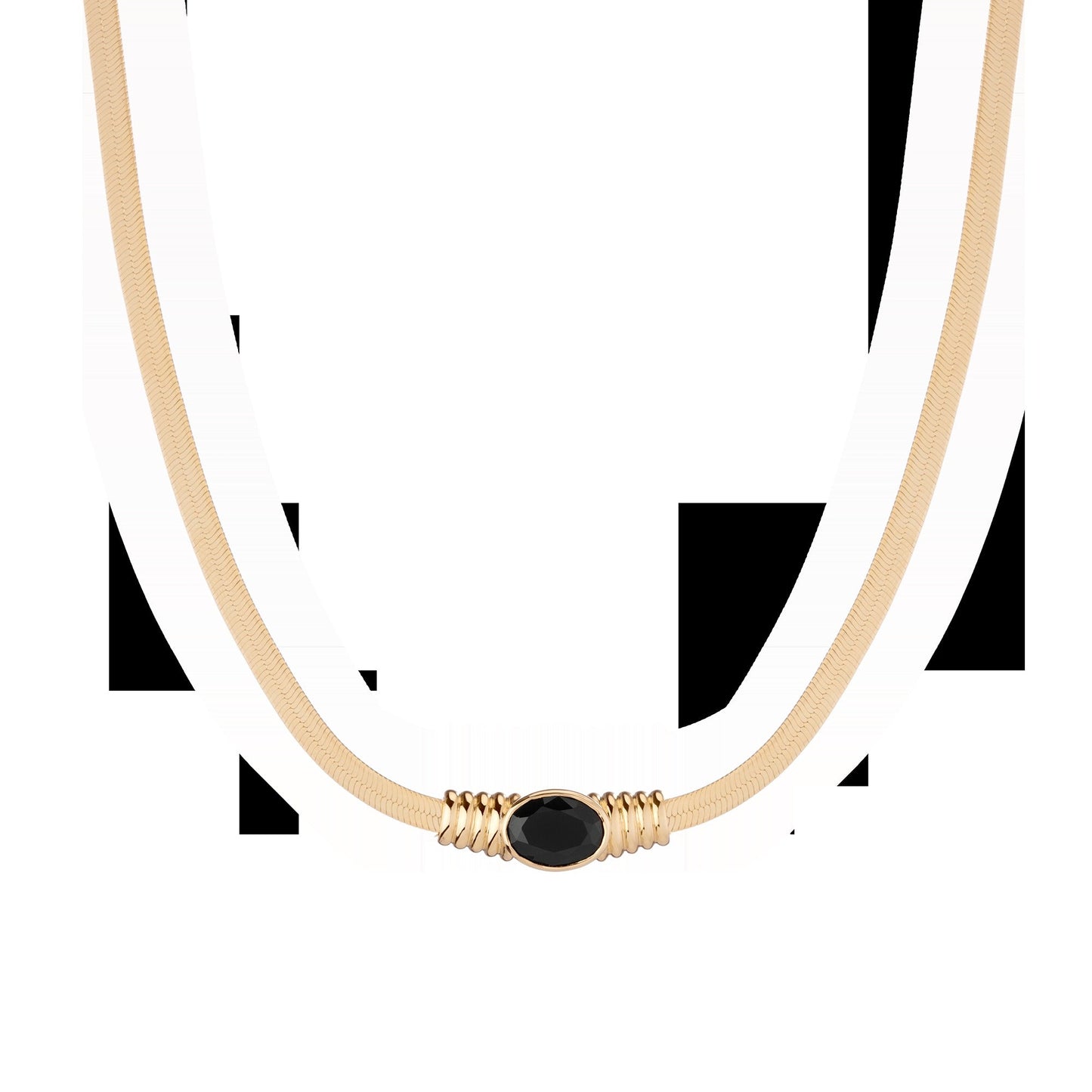 Lab Grown Black Sapphire Art Deco Herringbone Necklace