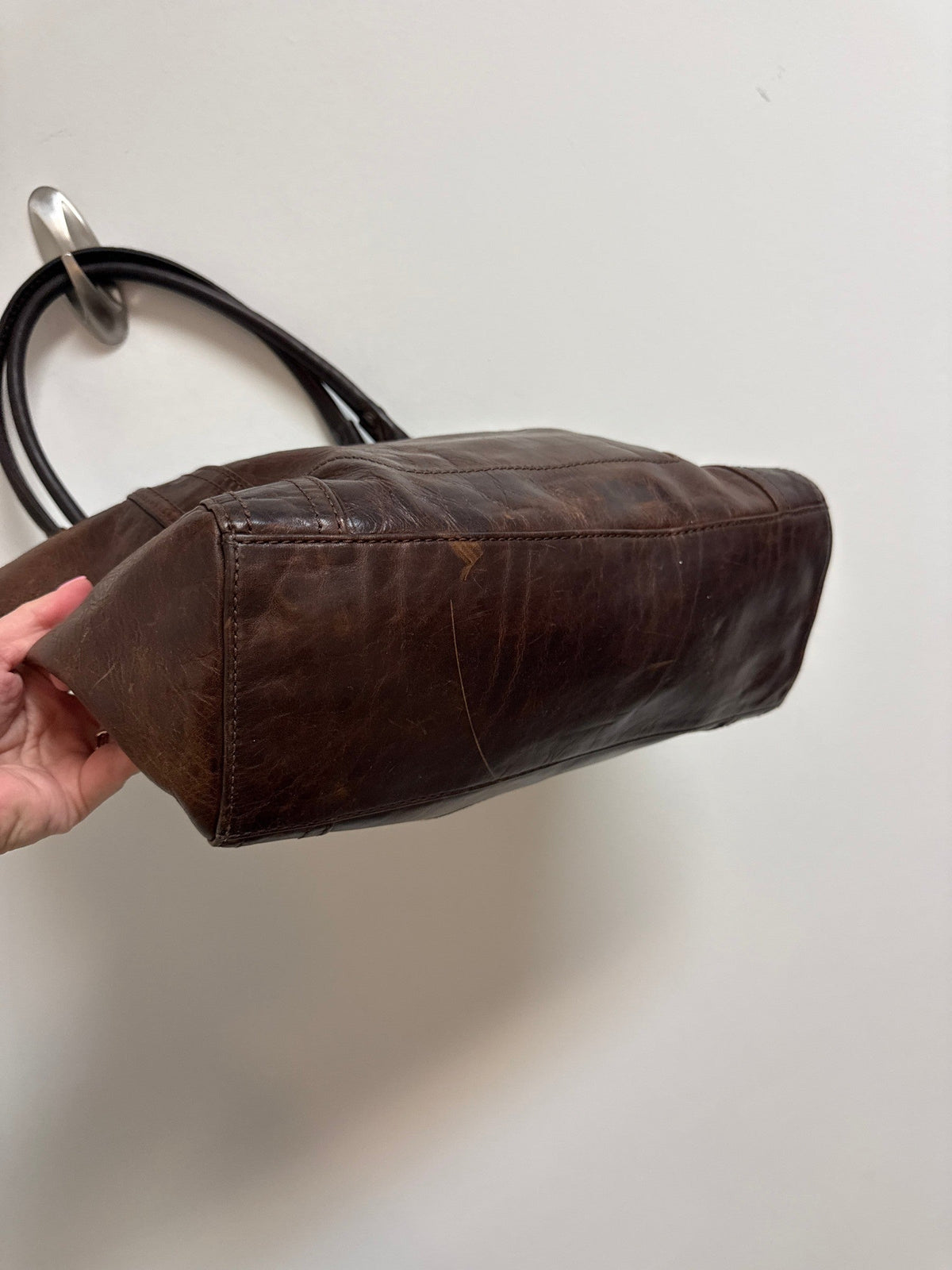 Frye Brown Leather Shoulder Bag, 18"x11" (retail $350)