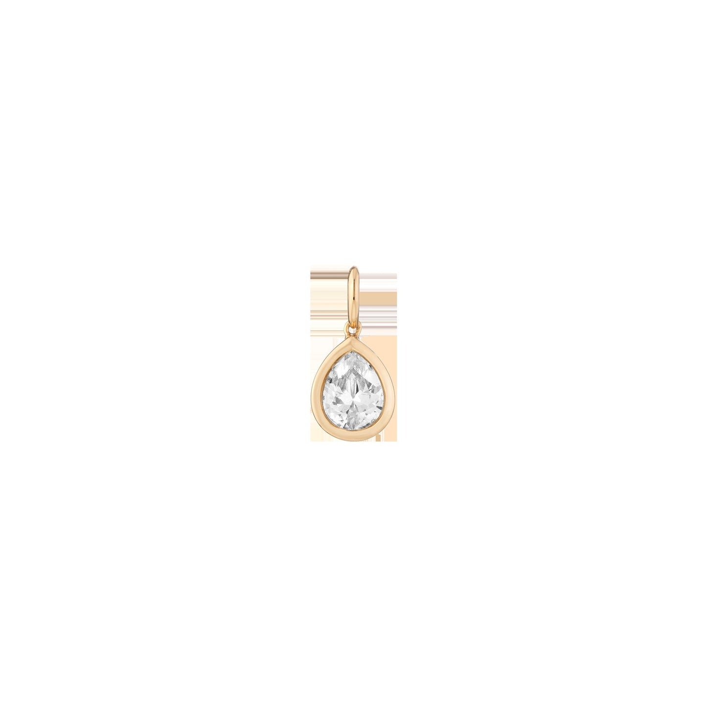 Pear Lab Grown White Sapphire Bezel Pendant