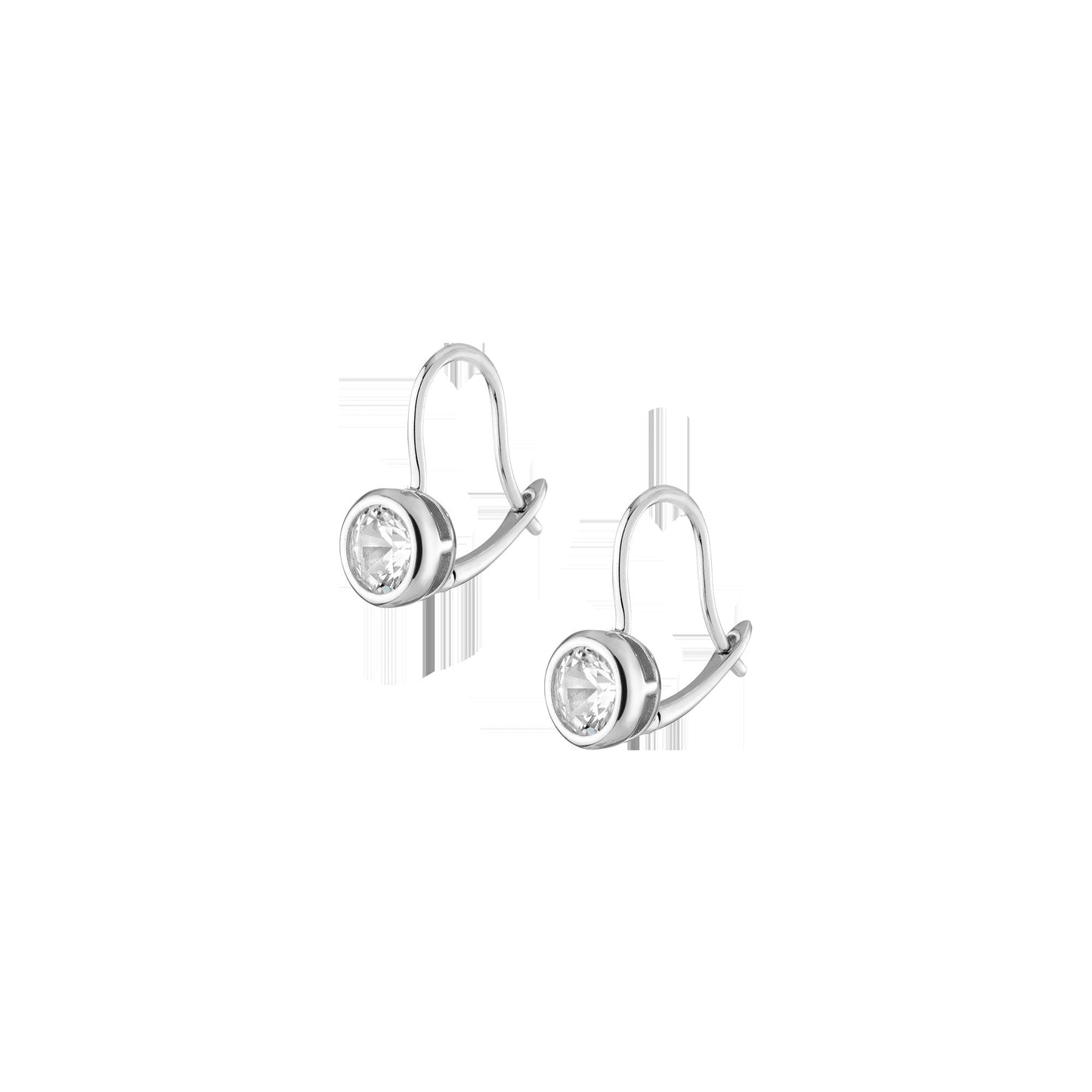 Round Lab Grown Diamond Bezel Drop Earrings