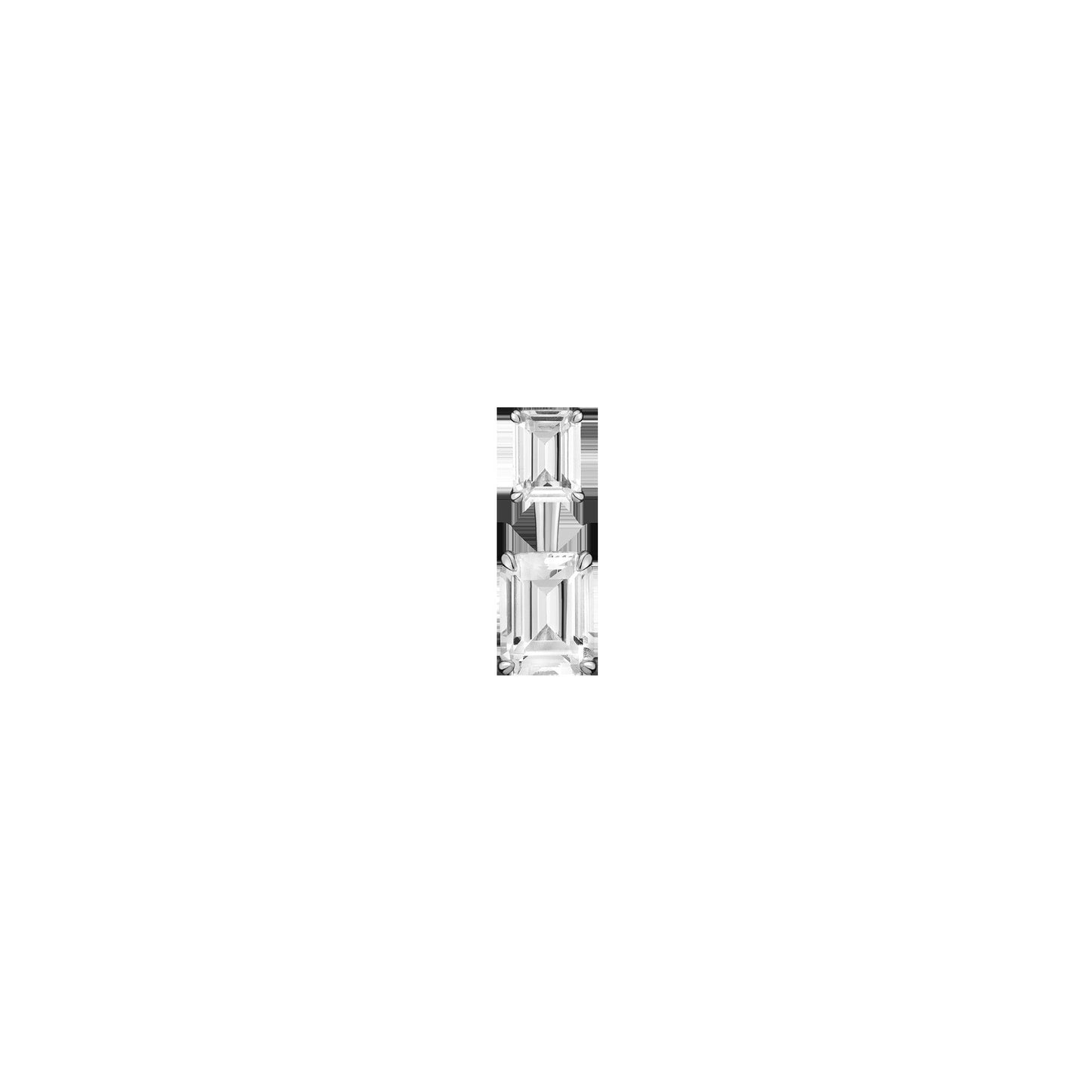 Lab Grown White Sapphire Ear Jacket - Emerald Bottom Stone
