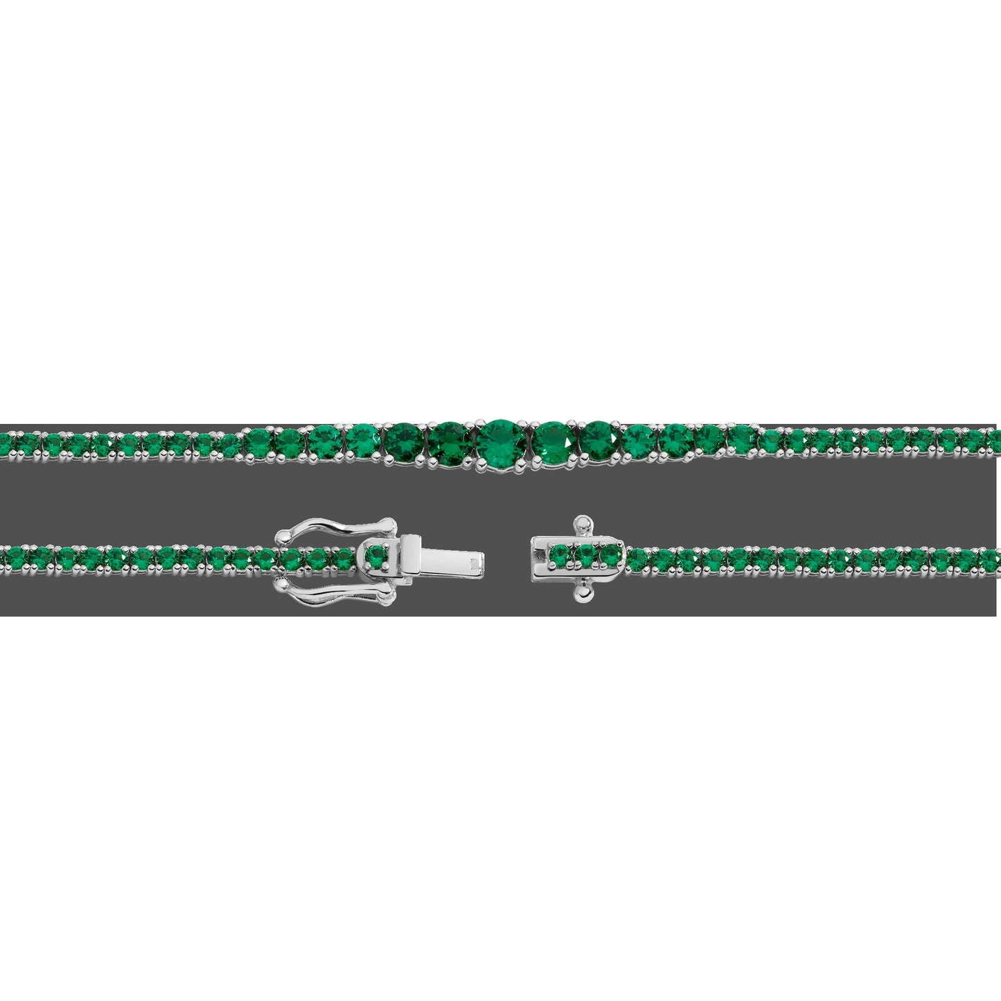 Lab Grown Green Emerald Modern Graduated Tennis Necklace