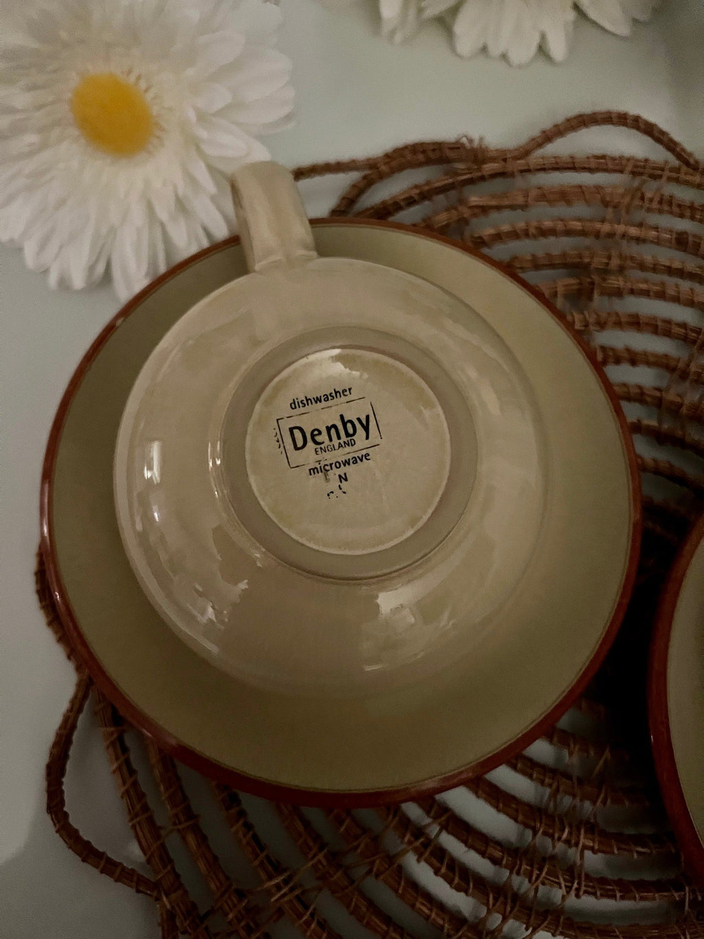 Vintage 1990 Denby Tea Cups and Saucers in Spice