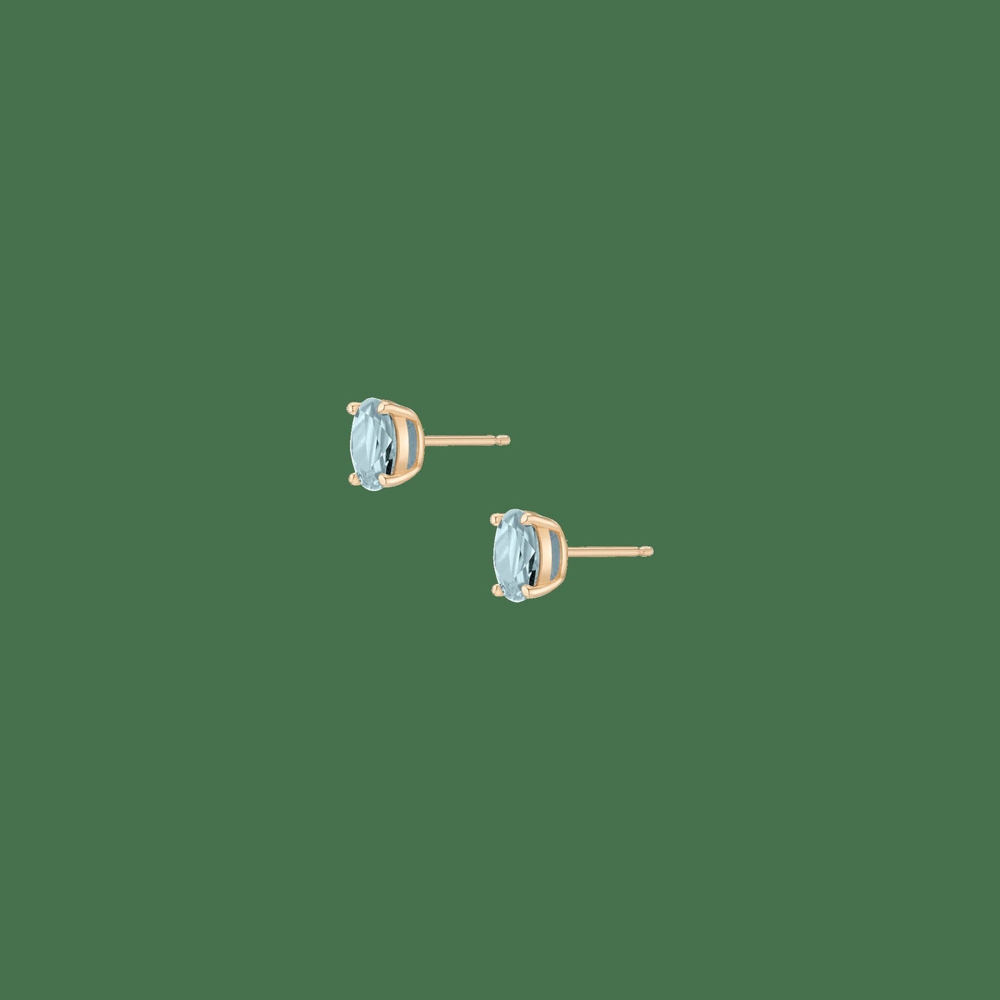 Oval Gemstone Solitaire Stud Earrings