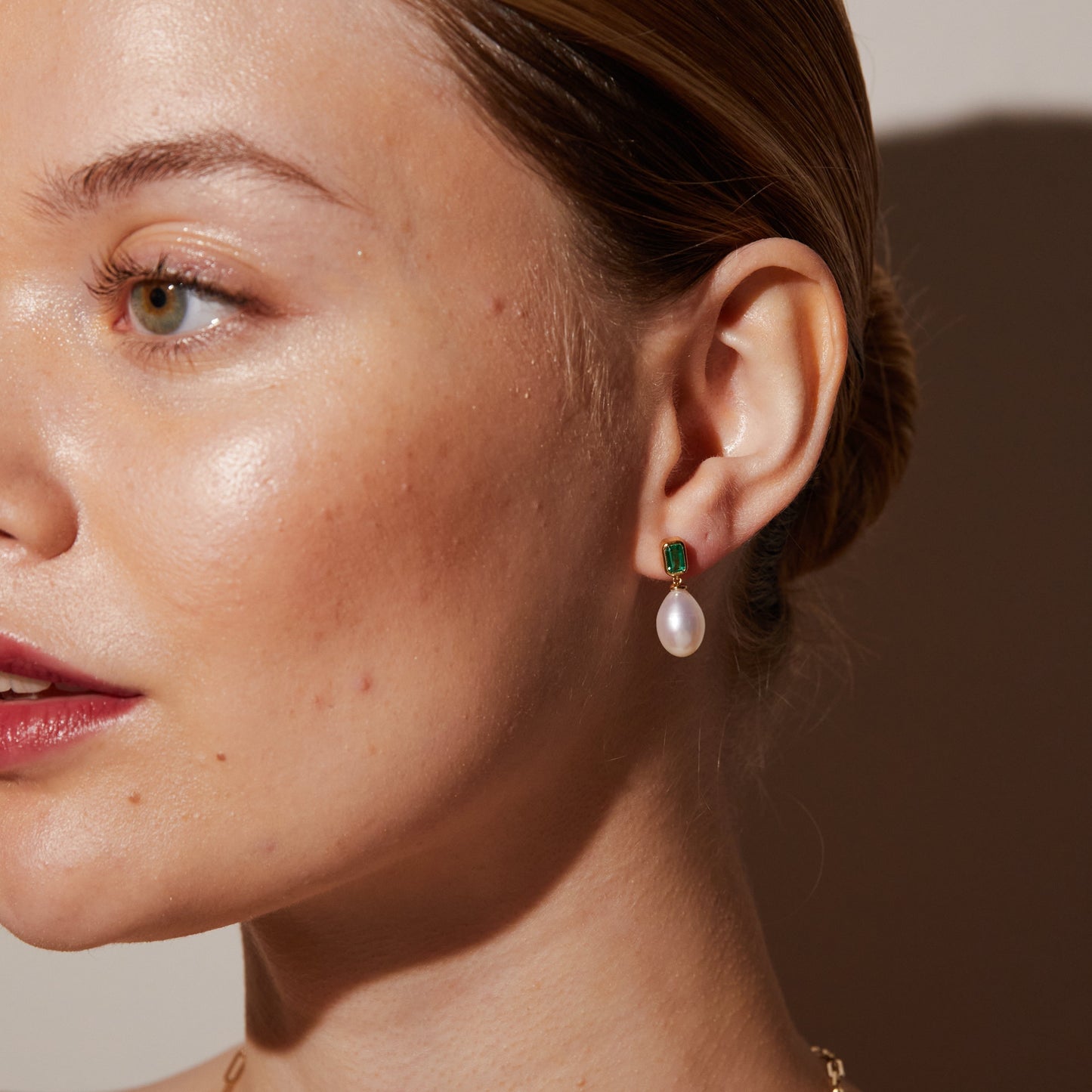 Lab Grown Emerald Heirloom Pearl Drop Earrings