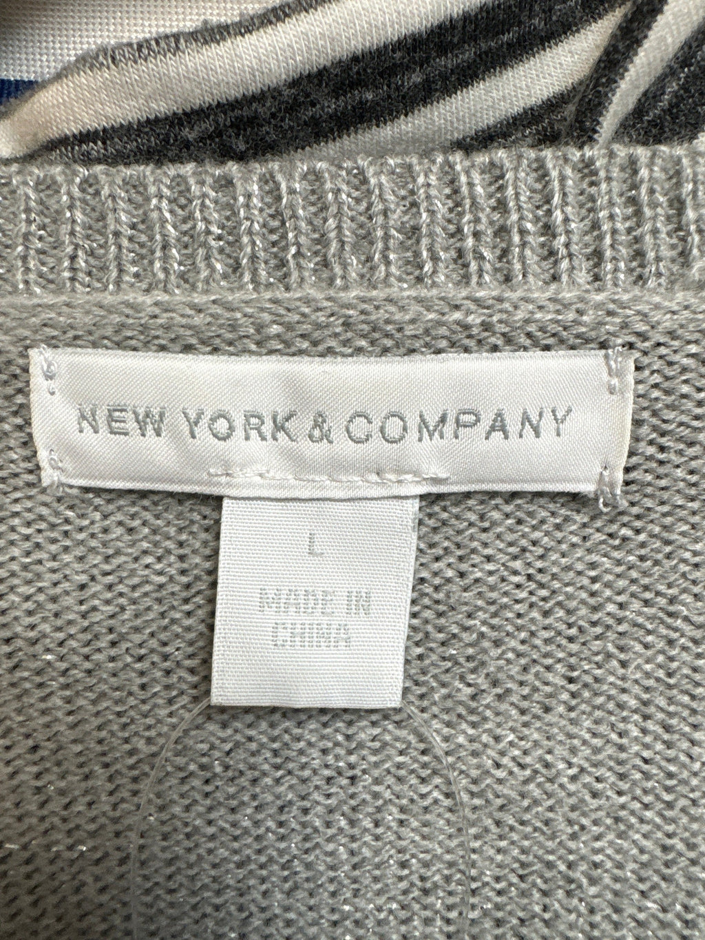 New York & Co Metallic Silver Sweater, L