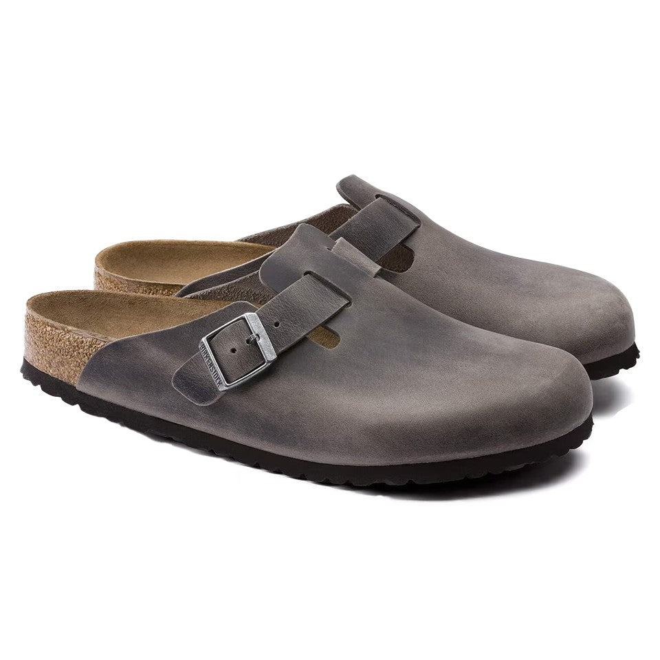 Birkenstock Men's Boston Soft Footbed Oiled Leather - Iron