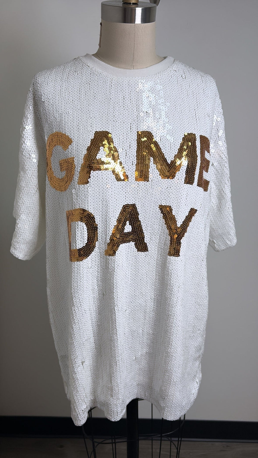New Main Strip White Sequin "Game Day" Dress, M